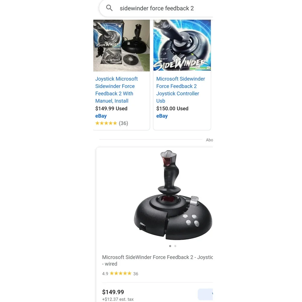 Microsoft PC Sidewinder Force Feedback 2 Joystick (X05-92622)! Retail $199!